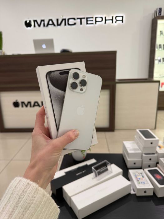 iPhone 15 Pro Max 256 GB White Titanium ак100% фіз сім Гарантія Кредит