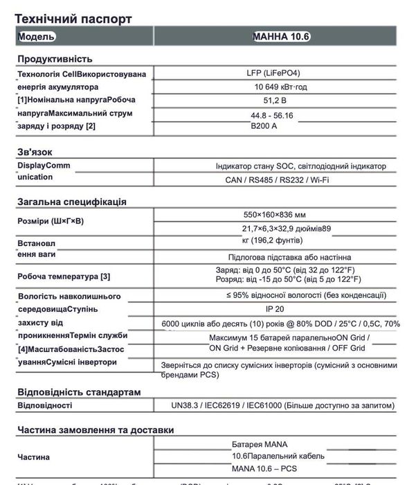 EEnovance LiFePO4 10,6кВт 51,2V Акумулятор інвертора