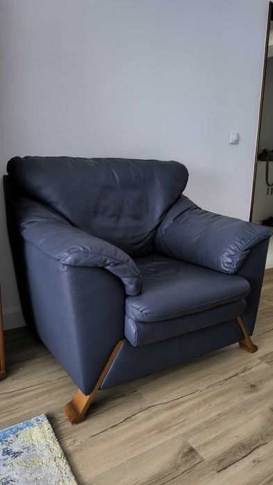 Cadeirões azuis de pele