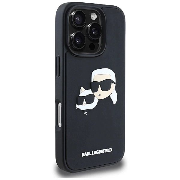 Etui Karl Lagerfeld HC 3D Rubber Double Heads na iPhone 16 Pro - czarn