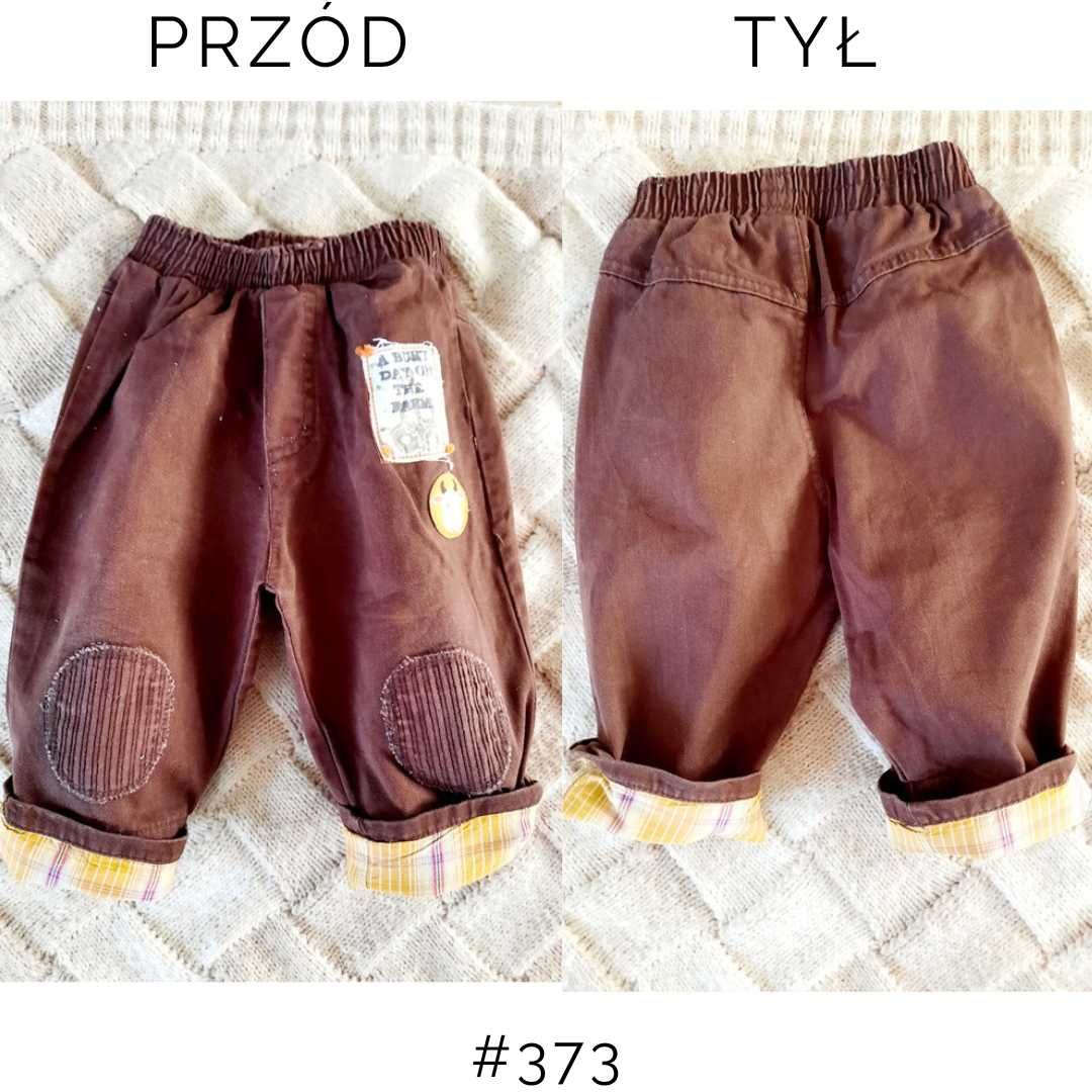 Spodnie brązowe pequilino 6-9 miesięcy 68-74cm podwijane nogawki #373