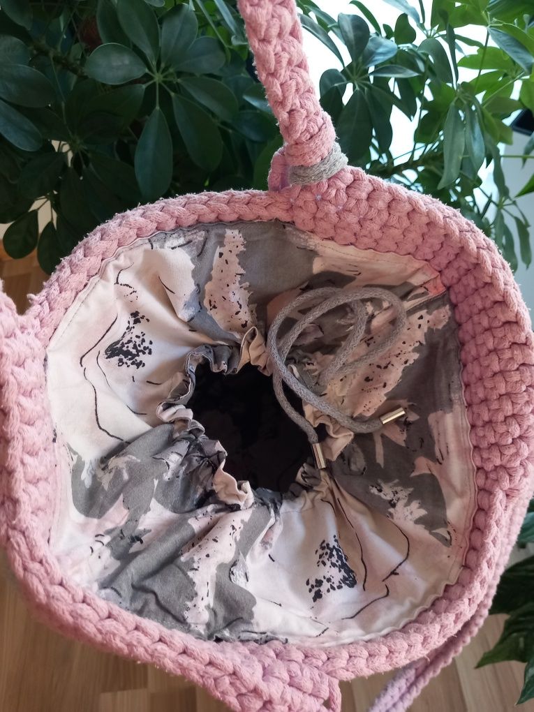 Handmade duża letnia torba ze sznurka