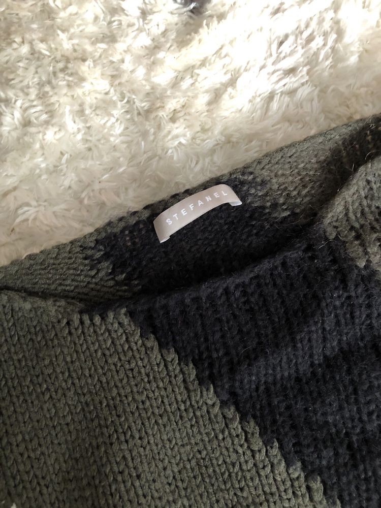 Wełniany sweter Stefanel khaki moro S/36