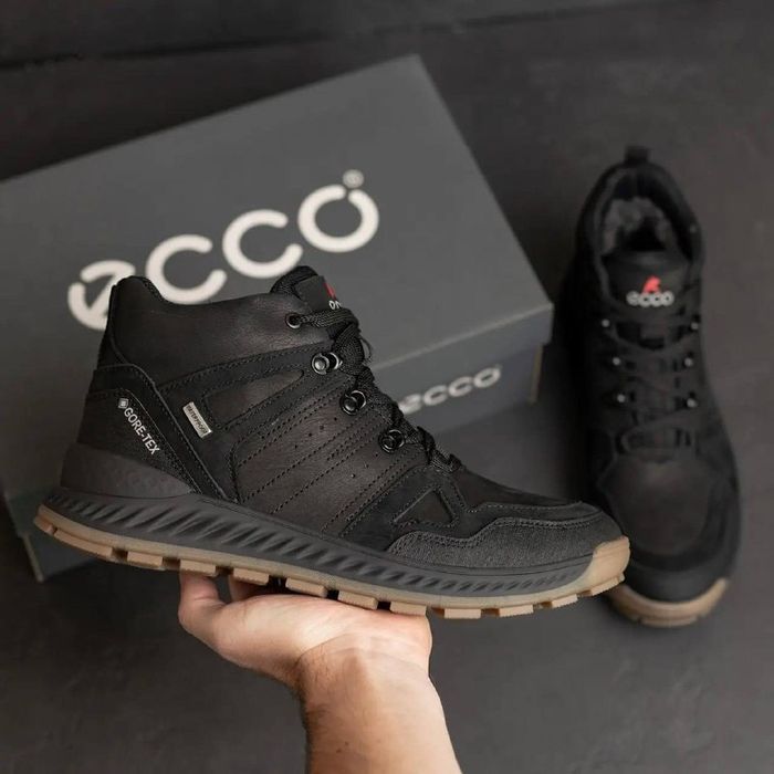 Зимові кросівки чоловічі на хутрі шкіряні ECCO GTX 40-45р Khaki Black