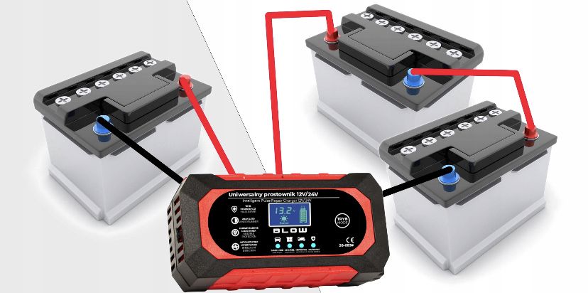 Prostownik Inteligentny Automatyczny Ładowarka Akumulatora LCD 24V