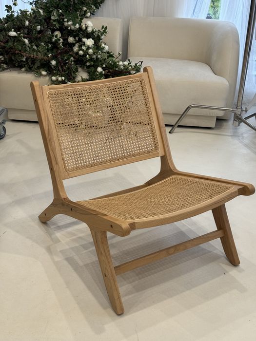 Fotel rattanowy duży drewniany