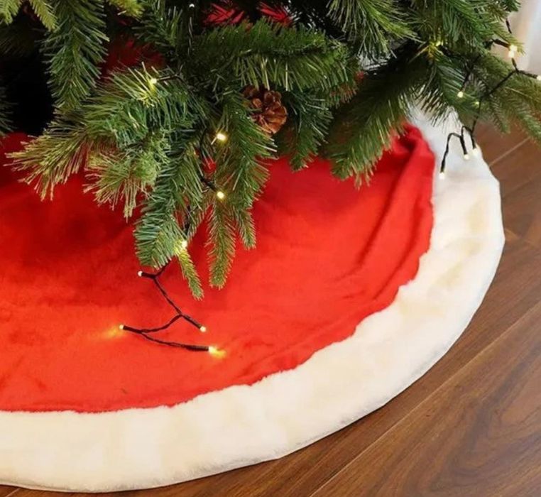 Dywan pod choinkę - czerwono-biały 120cm