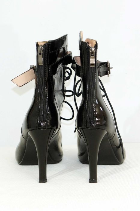 Pole dance ботільони Стілето лакова чорна шкіра, 
розмір EU 40