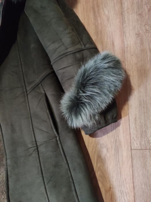 Женская дублёнка, цвет хаки