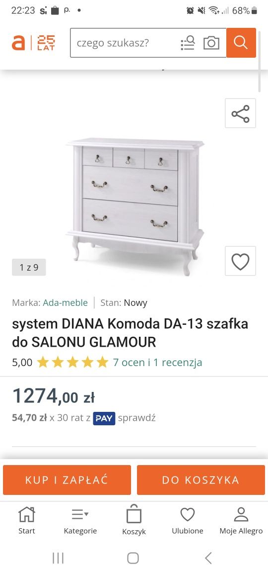 Komoda retro, szuflady, biała komoda