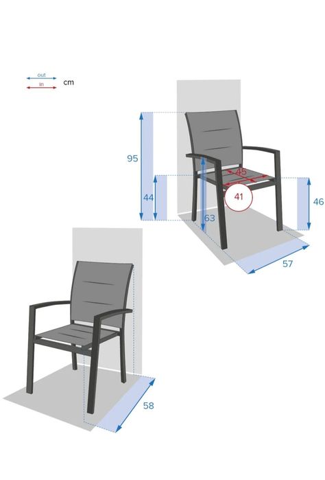 Conjunto 6 Cadeiras exteriores com braços ALLURE cinza