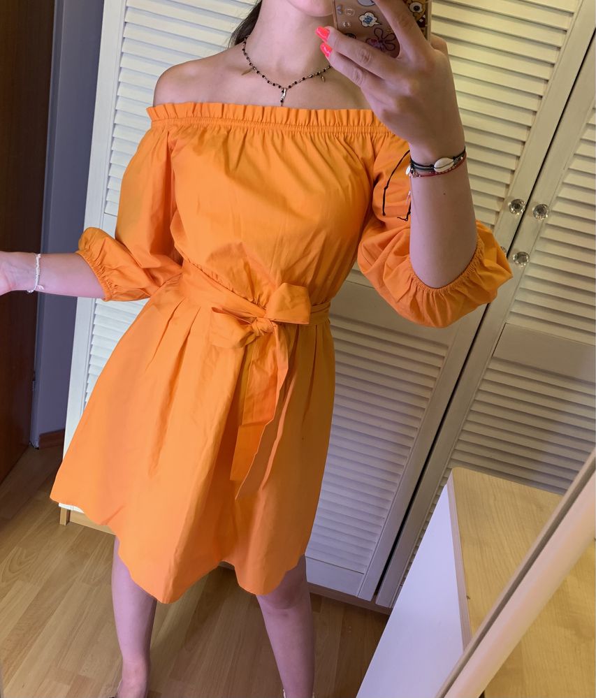 Sukienka hiszpanka Pomarańczowa mohito xxs z paskiem