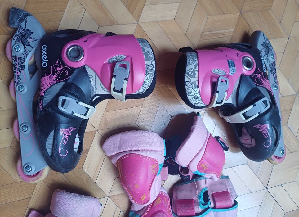 Rolki dziewczęce 34-36 + kask + ochraniacze + torba