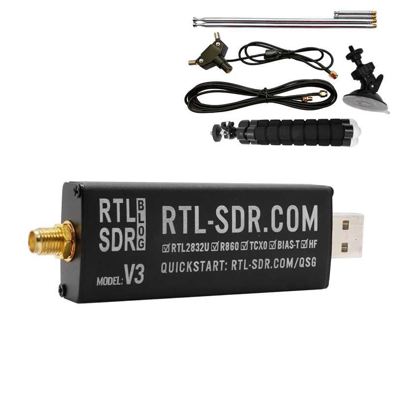 Приймач SDR, RTL-SDR V3, 500кГц-1.76ГГц, АЦП 8біт R820T2 комплект