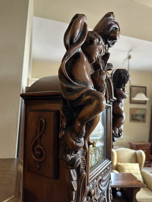 Zegar stojący barokowy Antyk bogato rzeźbiony kwadransiak