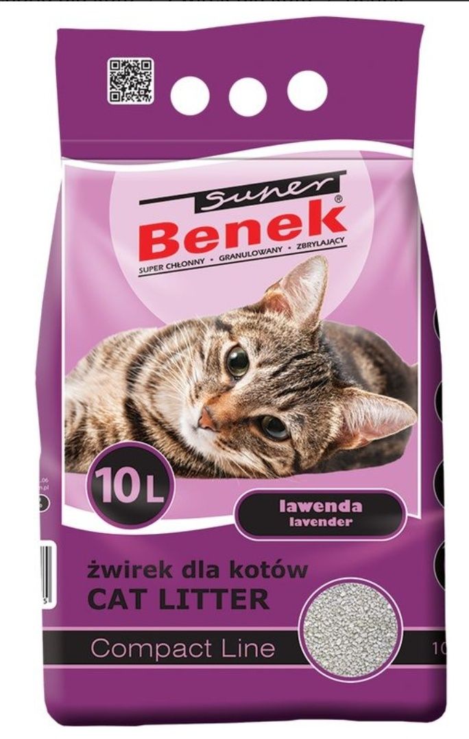Super Benek Compact Lawenda żwirek dla kota 10 l