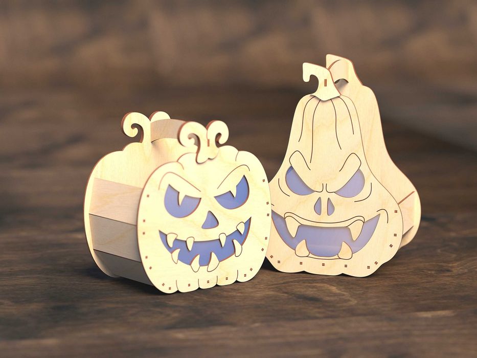 3D Koszyk Dynia Halloween ze Sklejki | Lampion | Świecznik