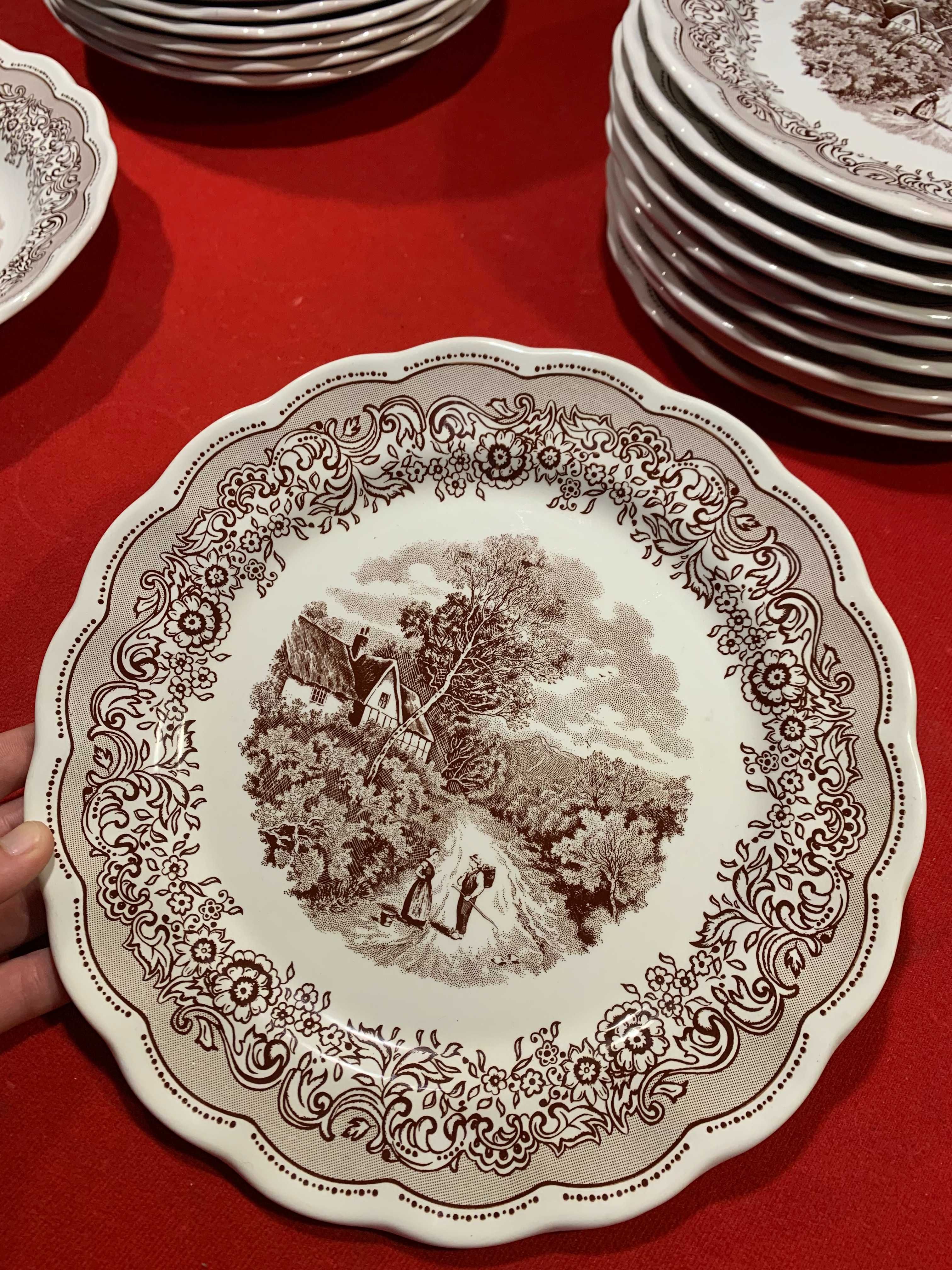 Pratos de coleção em Porcelana Conjunto *Swiss Landscape* Serviço 22pc