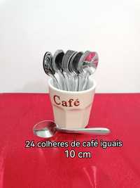 Conjunto de 24 colheres de café com 10 cm, novas