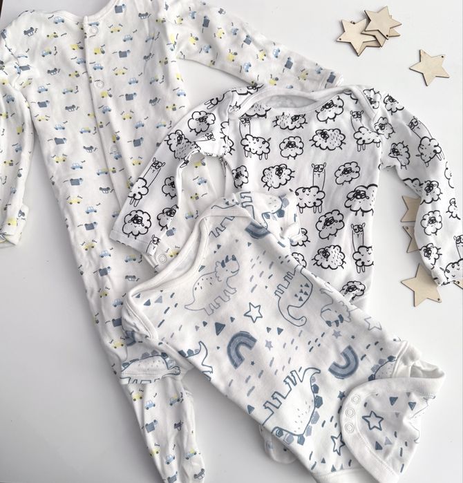 Zestaw ubranek 74 pajacyk body długi rękaw body krotki rękaw chłopiec