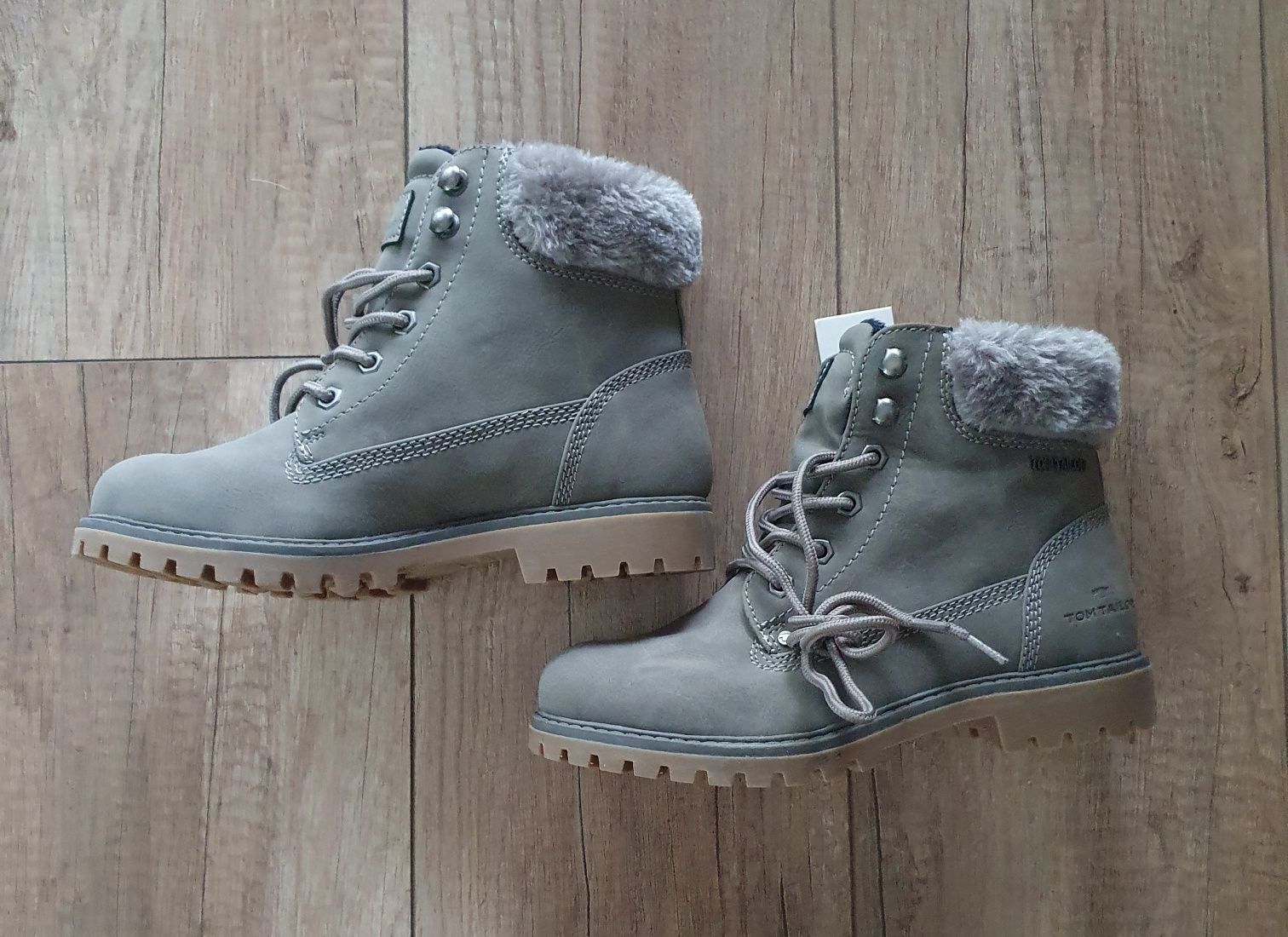 TOM TAILOR SZARE Buty BOTKI Damskie Ocieplane roz 37