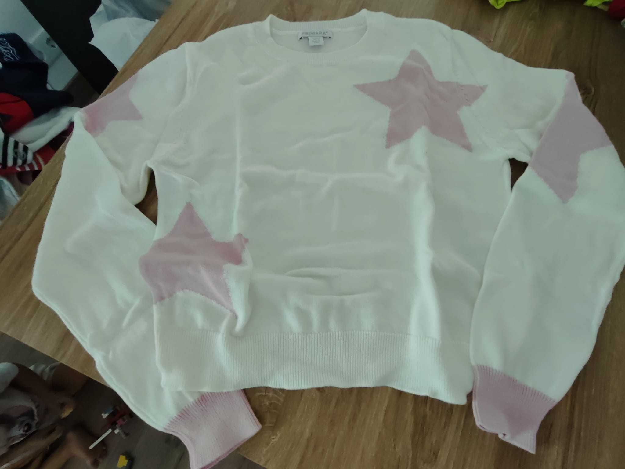 camisola de malha como nova, em rosa e branco