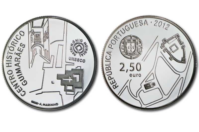 Moeda 2.5 euros prata Proof INCM Centro Histórico de Guimarães