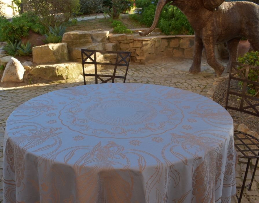 Redonda grande toalha de mesa  230 cm, algodão, jaquard
