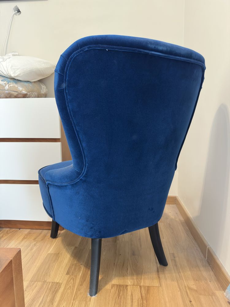 Cadeirão/ Poltrona em veludo azul