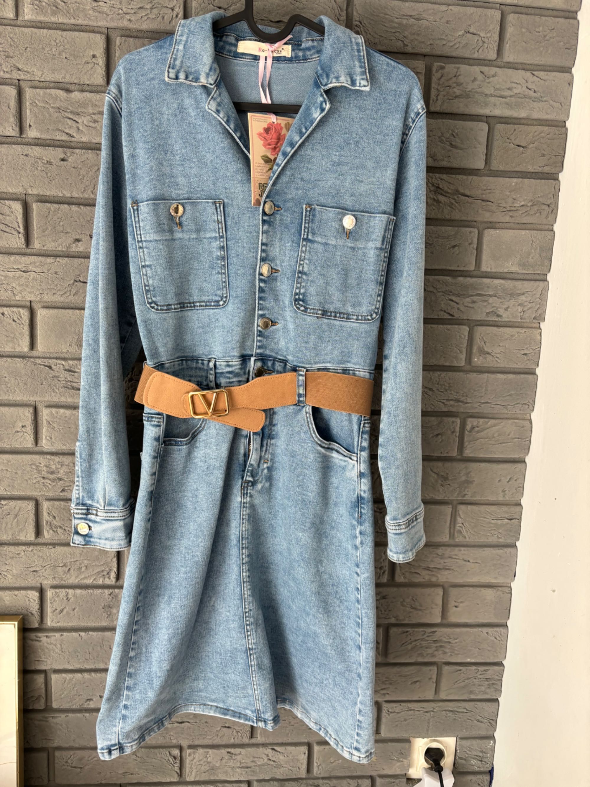 Sukienka jeansowa denim z paskiem nowa z metką Re dress S