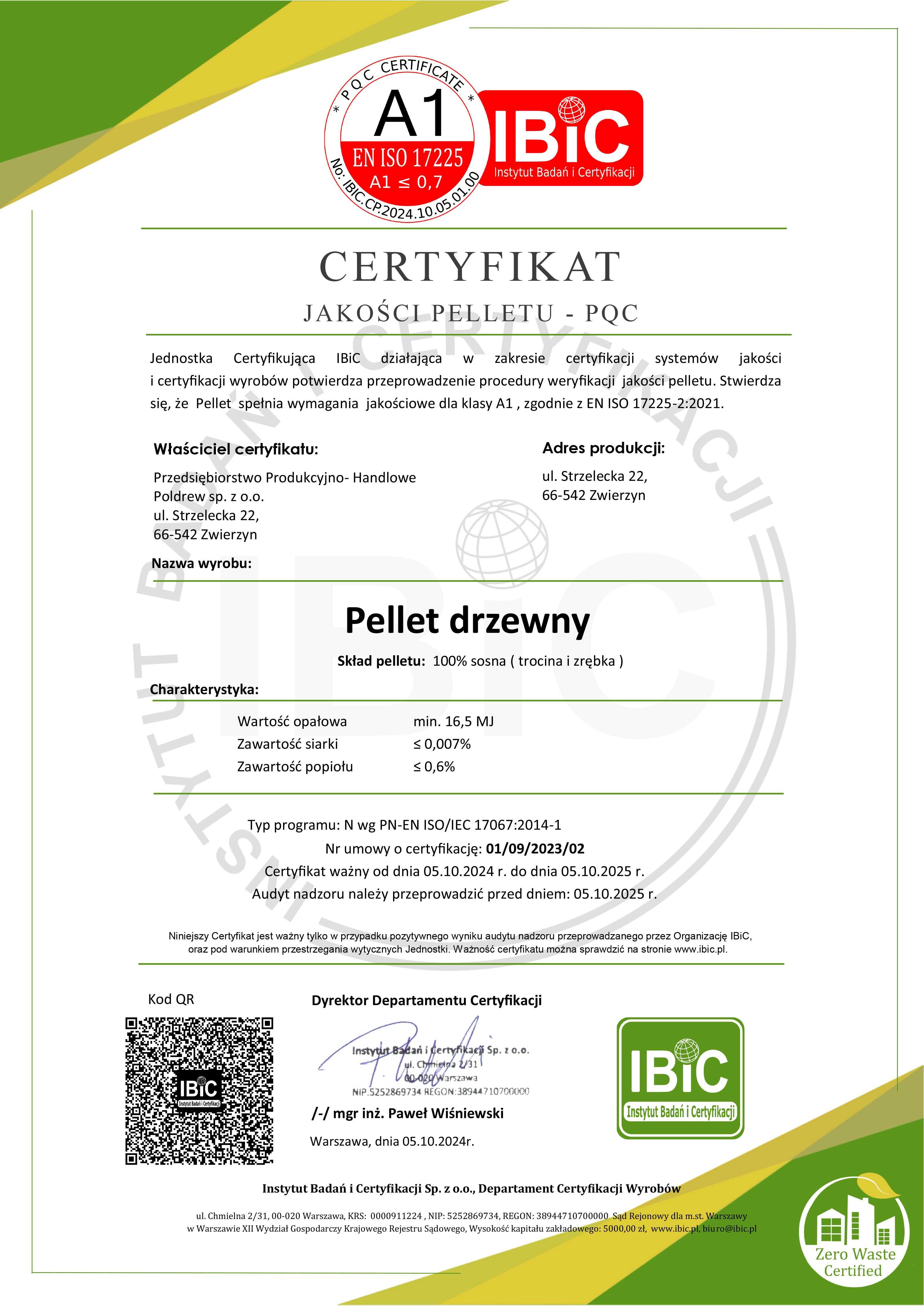 Pellet drzewny Płatność za 30 dni Transport GRATIS Certyfikat A1 990kg