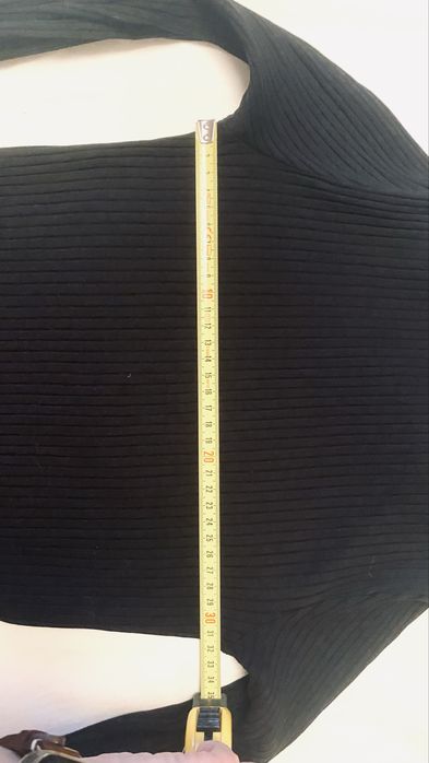 Czarny bawełniany golf z prążkowanej dzianiny H&M 34/XS