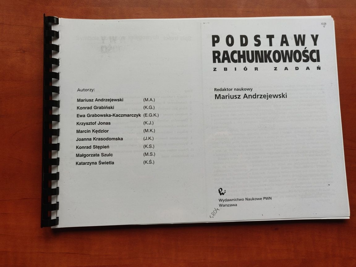 Podstawy rachunkowości Zbiór zadań Mariusz Andrzejewski