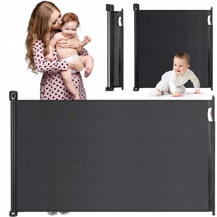 bramka zabezpieczająca rozwijana 180 cm barierka na schody czarna