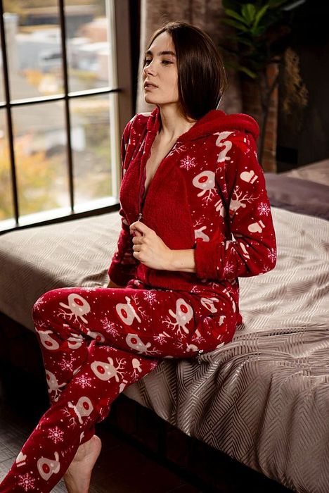 Новорічний різдвяний подарунок для дівчини/дружини піжама Попожама.