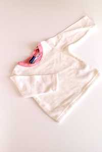 biała bluzka bluzeczka dla dziewczynki z długim rękawem 2-6mies 62/68