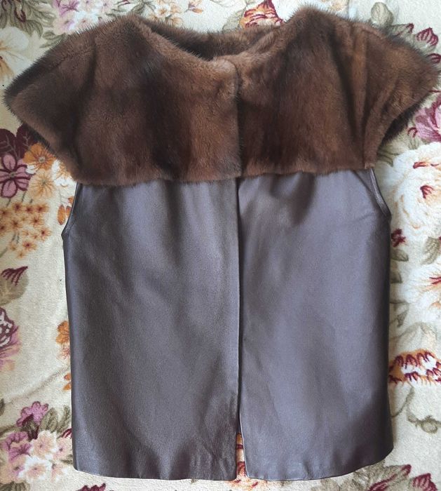 Жилет ошатний шкіра, норка' жіночий L