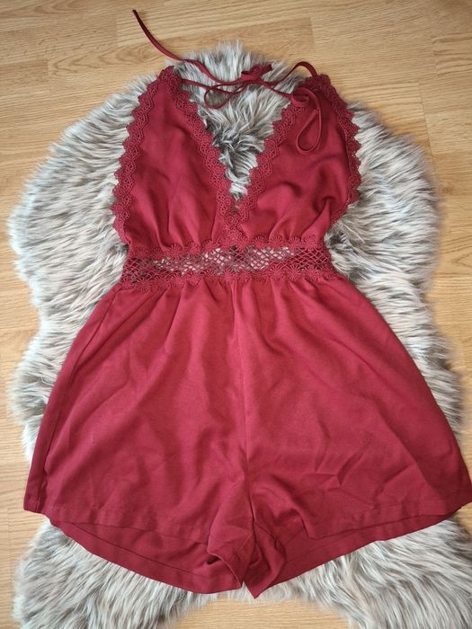 Kombinezon wiązany bez pleców głęboki dekolt S shein