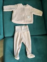 Komplet hm 62 ciepła bluza kurtka rozpinana spodenki polar