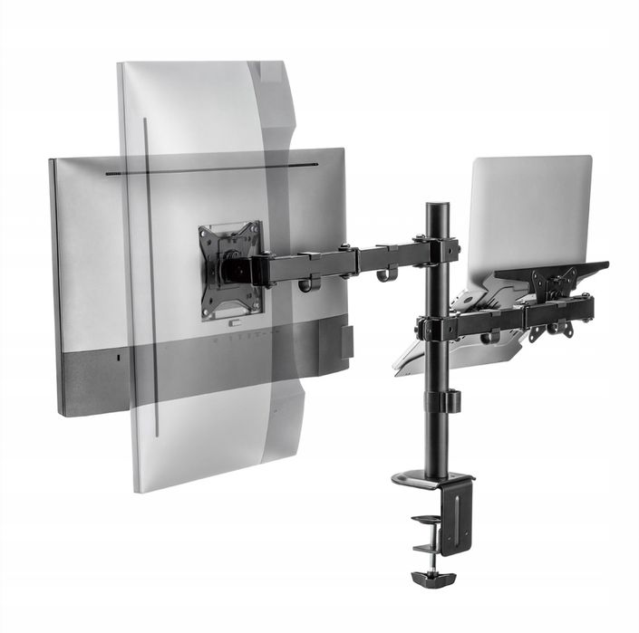 2w1 Uchwyt do monitora i laptopa Spacetronik biurkowy VESA podwójny