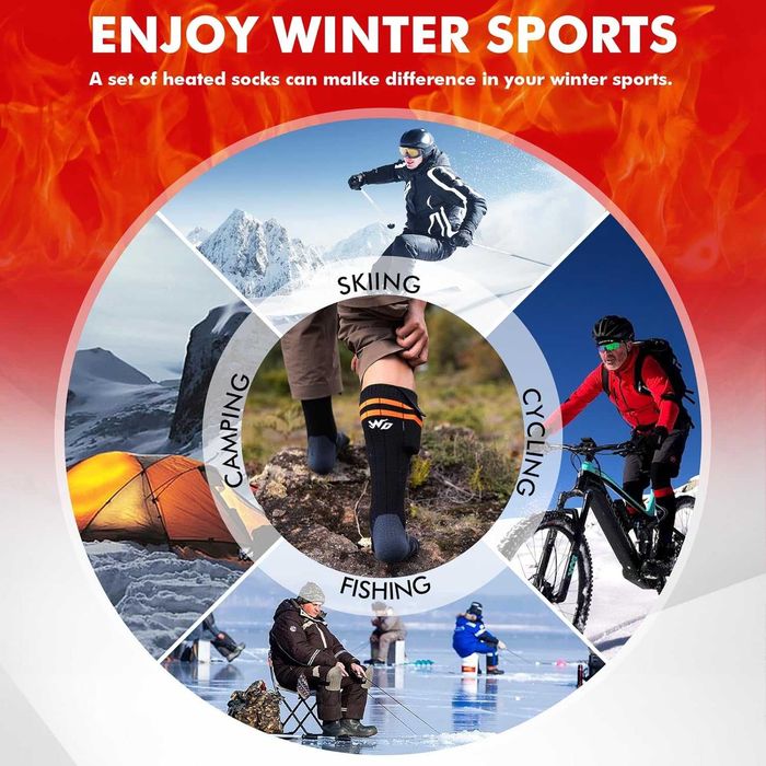 Podgrzewane skarpety, bardzo duży akumulator 5000 mAh Rozmiar 36-42