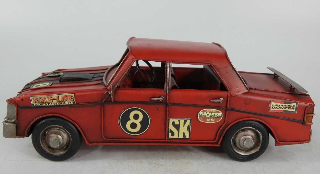 Metalowy model pojazd AUTO wyścigowe czerwone retro 27 cm samochód