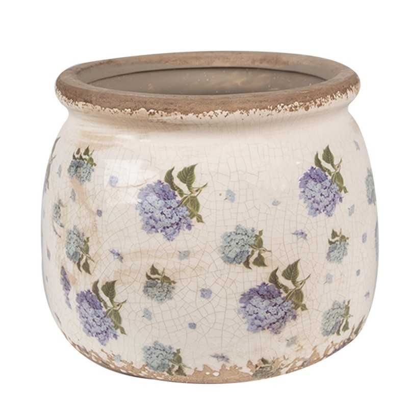 Donica osłonka ceramiczna w hortensje 16x13cm.  6CE1639M