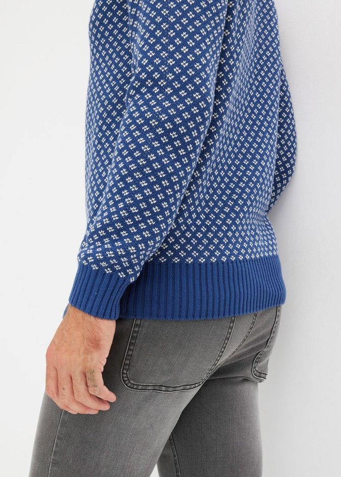 B.P.C niebieski sweter męski we wzory r.XXL