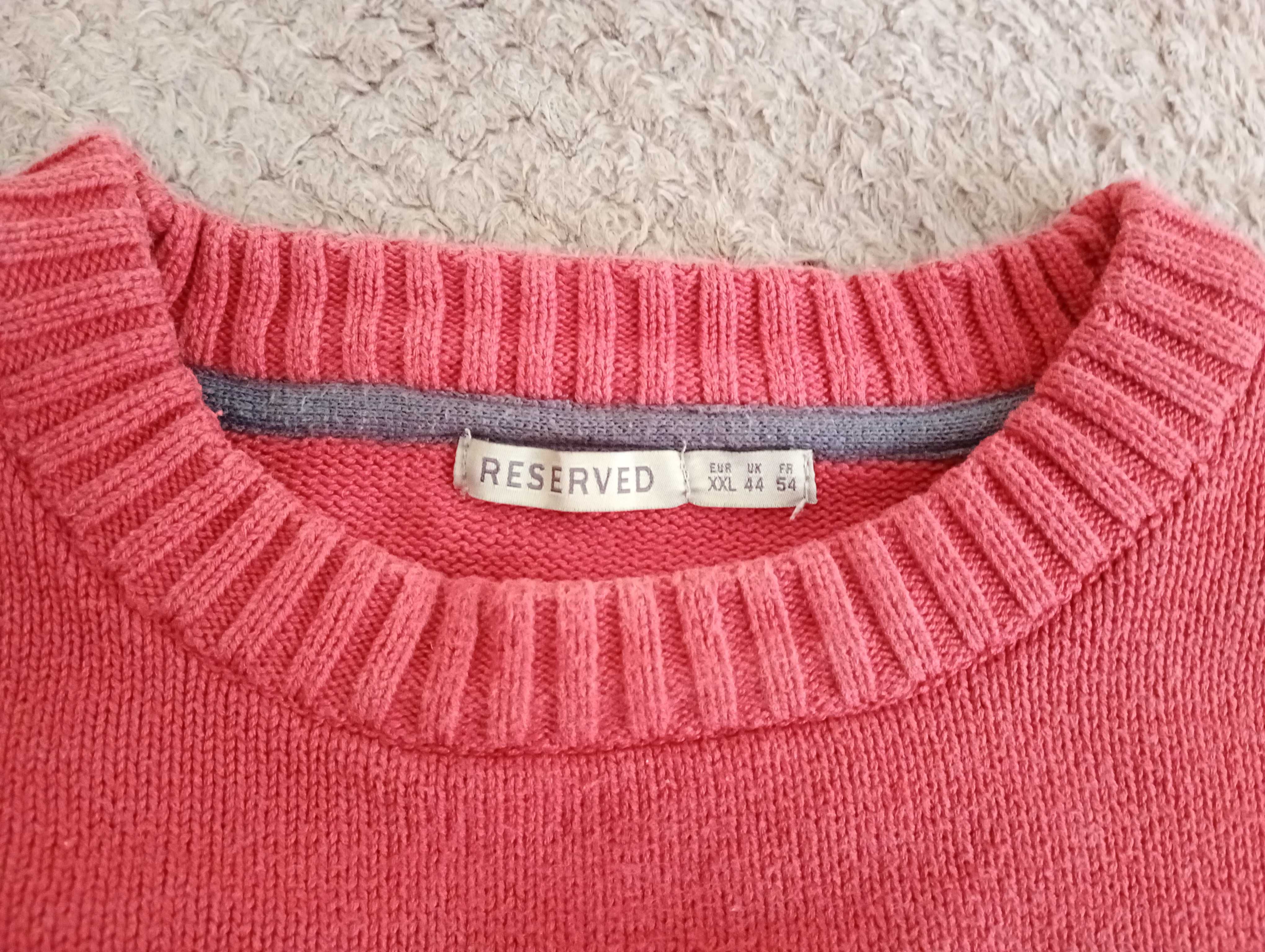 Reserved sweter męski bawełniany, koralowy r. XL/XXL