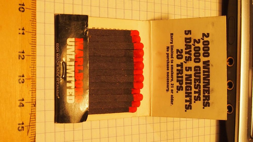 Marlboro Unlimited, Philip Morris, zapałki Eddy Match, Canada 1996 rok