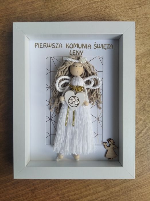 Aniołek w ramce, prezent, komunia, chrzciny