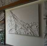Obraz strukturalny gipsowy 100x70 modern art rzeźba biały tkanina