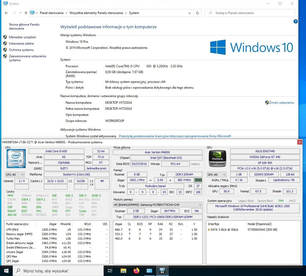 Komputer stacjonarny ACER intel i5 8GB ram grafika DDR5 okazjaaa