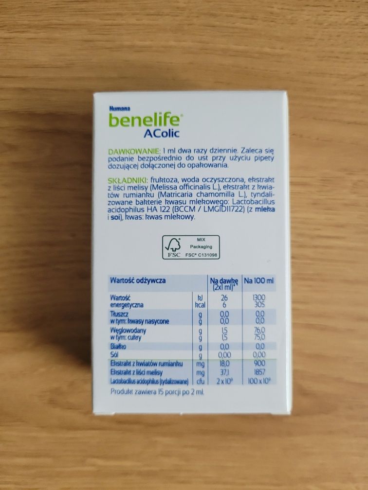 Humana benelife AColic 30 ml na kolkę jelitową kolzym delicol